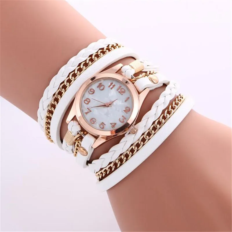 Женские часы Модные Винтажные плетеные наручные кварцевые браслет для женщин reloj