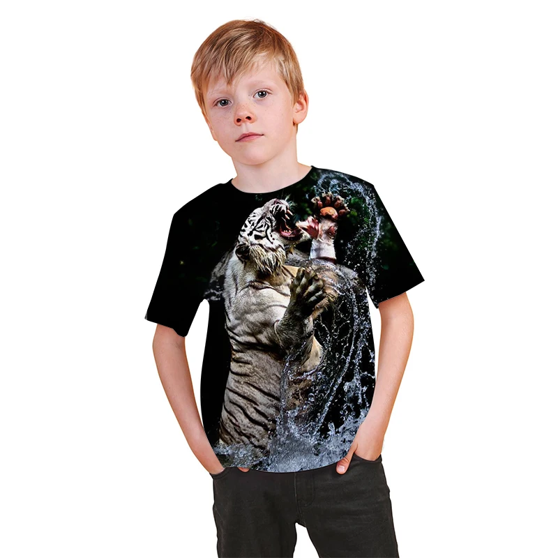 

2021 NEW Tiger 3D T Shirt Children Summer Fashion Short Sleeve Printed Animal T-Shirt Cool Tops Tees Boy Girl Kids Clothing