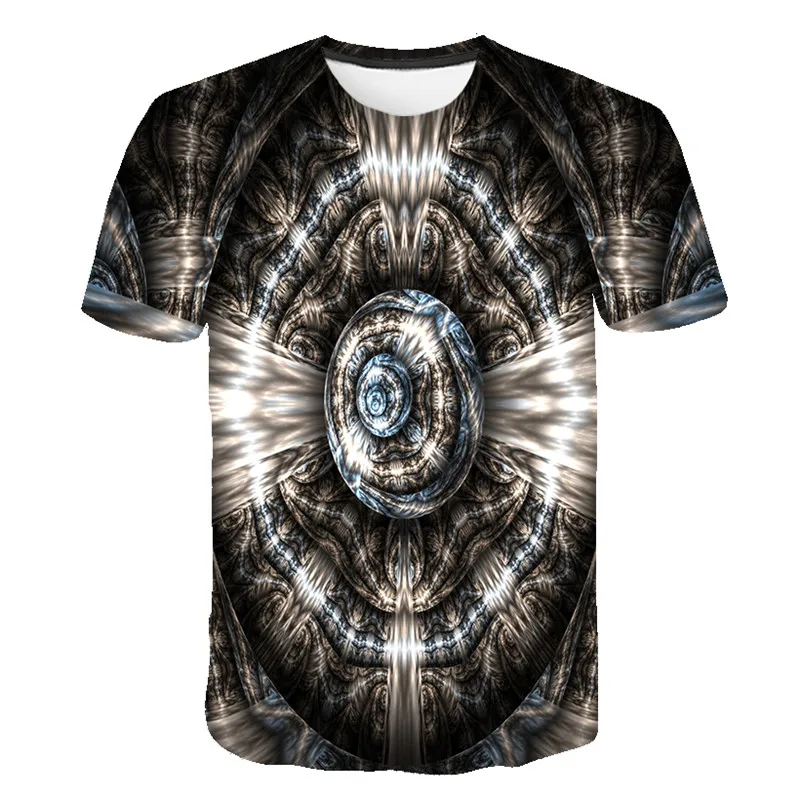 

3-D geometric striped men's T-shirt, 3-D printed black T-shirt, informal animated T-shirt, short sleeve Street T-shirt, 6-xl