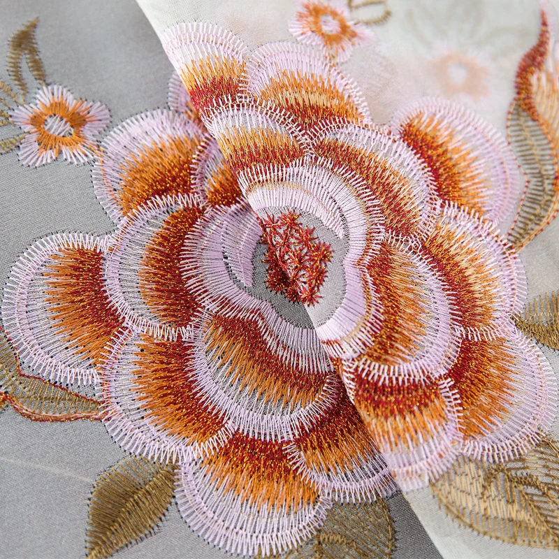 Прозрачные Занавески с вышивкой красных пионов для гостиной роскошные белые