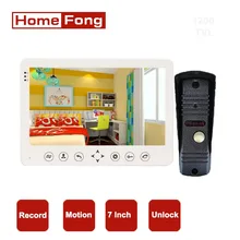 Homefong  7 Inch Wired Video Intercom System Doorbell Camera with Monitor Door Phone 1200TVL Unlock SD Card Motion Alarm