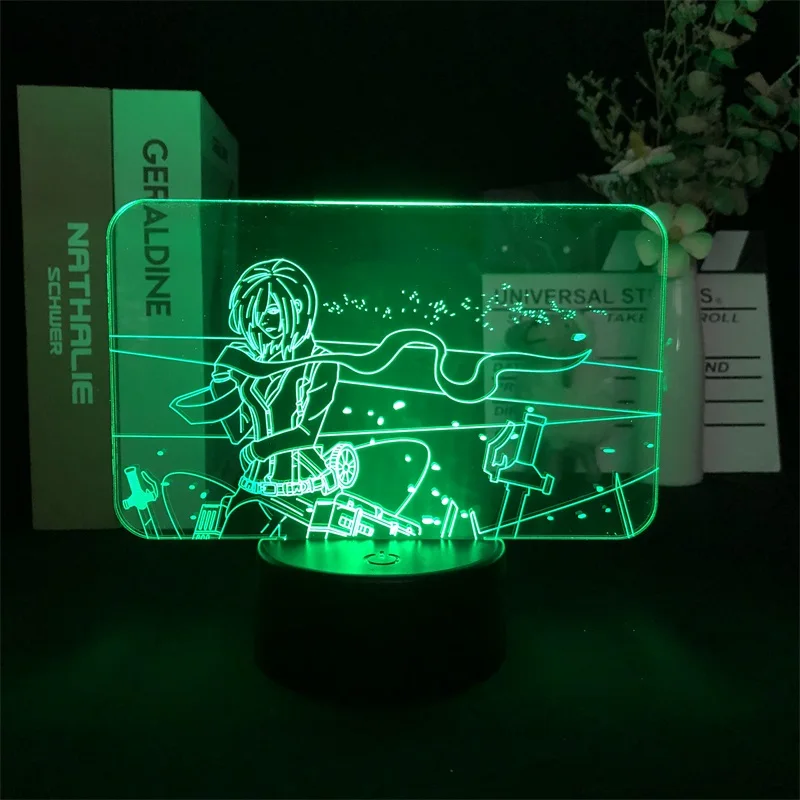 

Ночник «атака на Титанов» Mikasa Ackerman в японском стиле аниме, 3D светильник с будильником, оссветильник ительный прибор с изменением цвета для д...