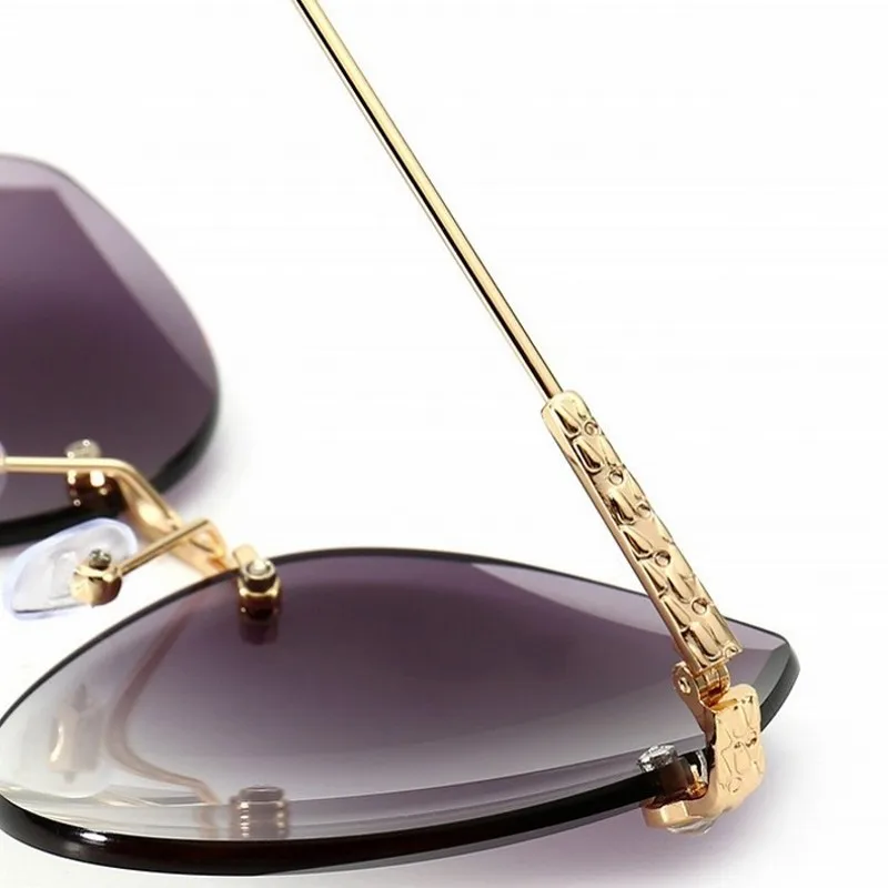 Модные женские солнцезащитные очки без оправы с градиентом цвета океана в