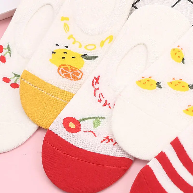 Sfree 6Pairs Korean Socks Female Ins Tide Socks Shallow Mouth Cute Japanese Silicone Non-Falling Heel Invisible Socks Summer