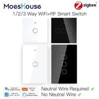 tuya zigbee touch switch wall switch alexa google home voice control moeshouse euus version no neutral wire wifi switch fitting