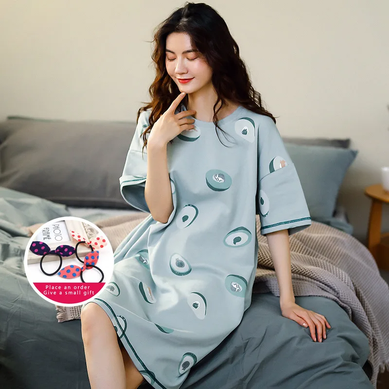 

Tops Girls Womens Summer Daily New Simple Nightgowns Women Long Sleepshirts Teenagers Ulzzang BF Loose Chic Leisure Fashion Home