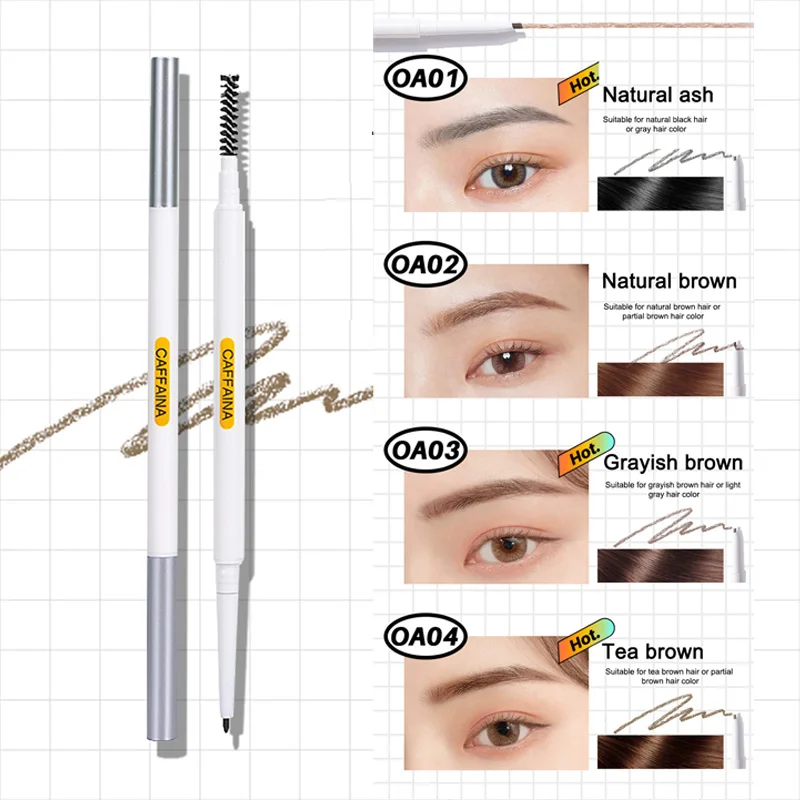 

Auto Eyebrow Pencil Double-headed Waterproof Lasting Slim Small Triangle Nib Eyebrow Pen With Brush Makeup Cosmetics TSLM1