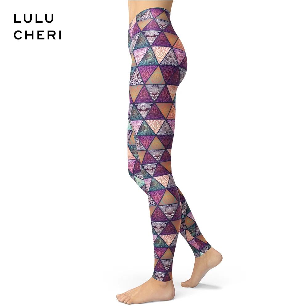 Леггинсы женские в клетку с цветочным принтом и нашивками|Легинсы| |