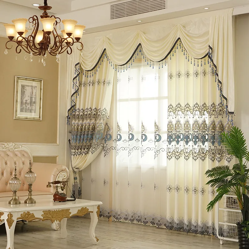 

European Hollow Water Solution Embroidery Shade Curtains for Living Dining Room Bedroom.