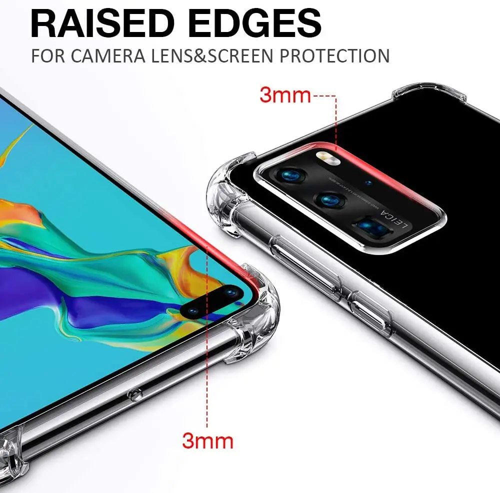 Противоударный чехол-бампер для Huawei P40 Lite E P30 Pro P20 P10 P Smart Z Plus 2019 Nova 3 3i 5T 7i мягкий