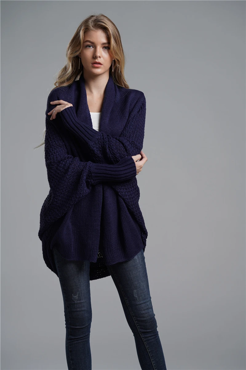

Mujingxin Autumn / Winter New Bat Cuff Plus Size Long T-Cardigan sweater Women's Coat Women's Sweater