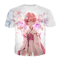 relife in a different world from zero rem cosplay casual top 3d print men t shirt