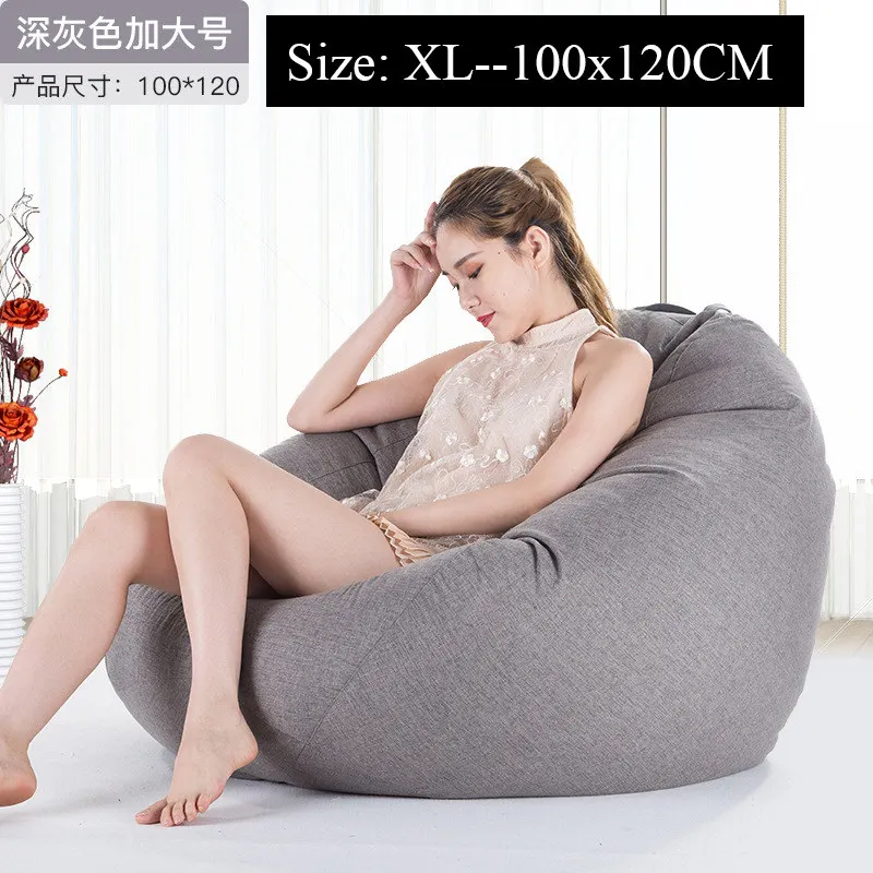 XL Бобы мешок диван без наполнителя Pouf слоеного дивана хлопковая льняная одежда уютное кресло-мешок диваны гостиная шезлонг сиденье татами, мебель - Цвет: XL
