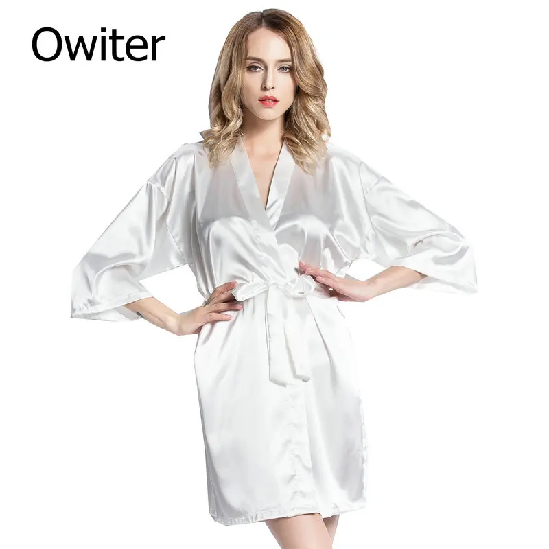 Шелковый Атласный халат для невесты халаты подружек однотонный сна Женский