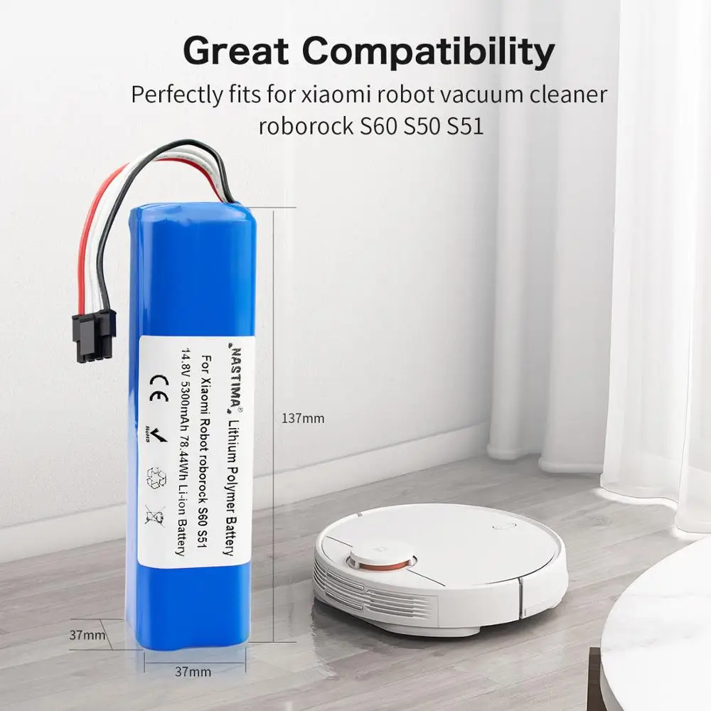 Аккумуляторная батарея для робота пылесоса Xiaomi mijia roborock S50 S51 14 8 в 5300