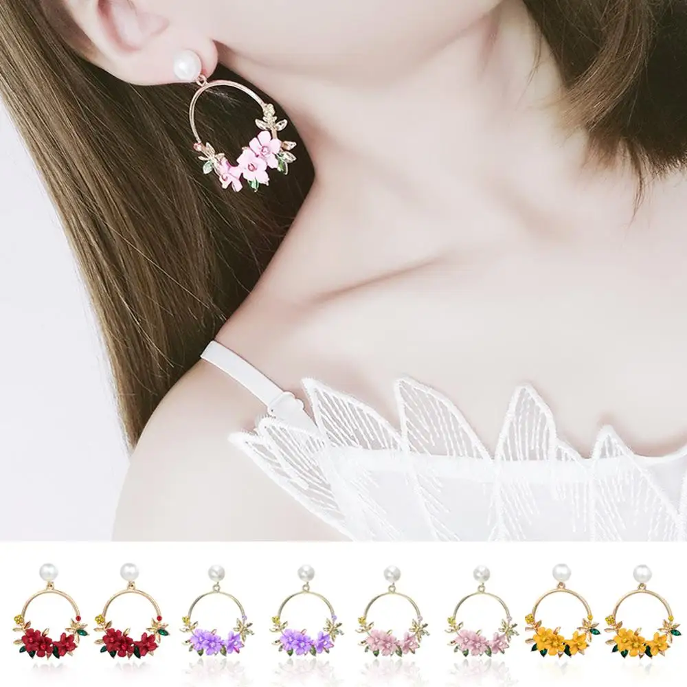 Серьги в Корейском стиле с цветами для женщин милые серьги из мягкой керамики и