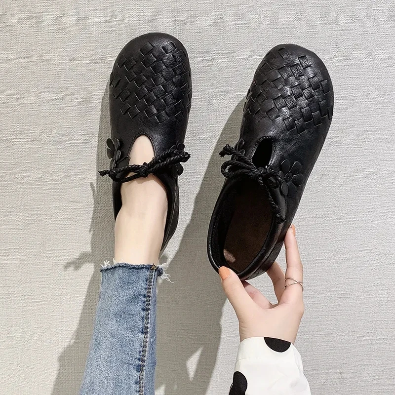 

2021 fashion retro female net red casual walking shoes for womens elegant sweet style flats woman shoe