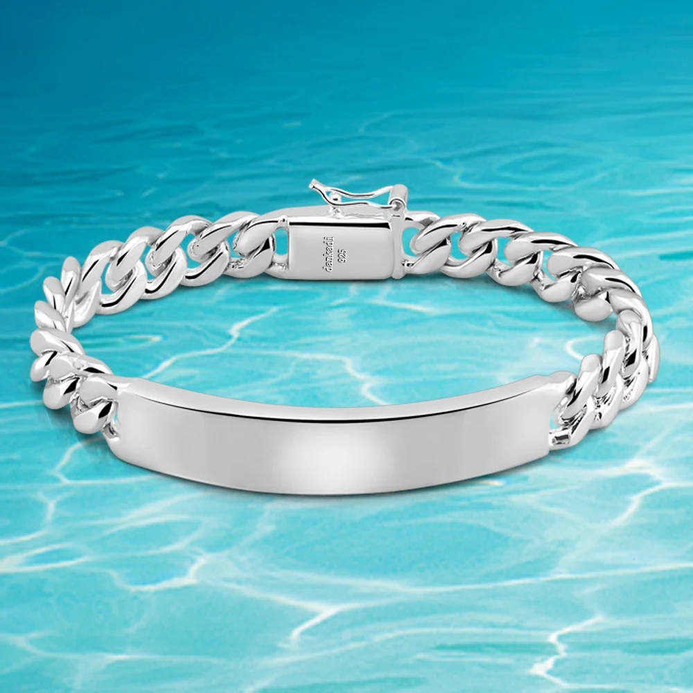 

Fashion Wide 10MM Men Bracelet 925 Sterling Silver Cowboy Card Male Bracelet Classic Contracted Male Link Chain Fine Jewelry