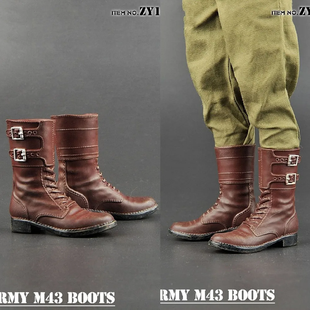 

Brown Color ZY1028 1/6 Men Soldier Boots WW II U.S. Army M43 Combat Boots Shoes Inside Hollow Accessory For 12" Action Figure