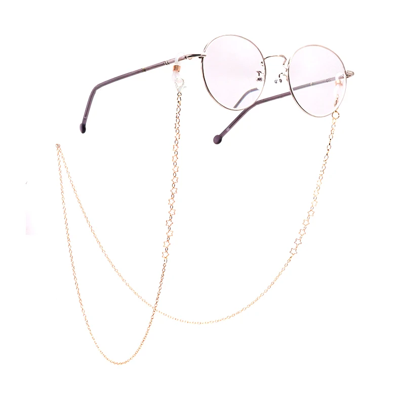 Star Silver Color_max модные шикарные Золотые Серебряные очки солнечные очки с цепочкой цепочка для очков для чтения очки акриловые бусины цепи - Цвет: Star Silver