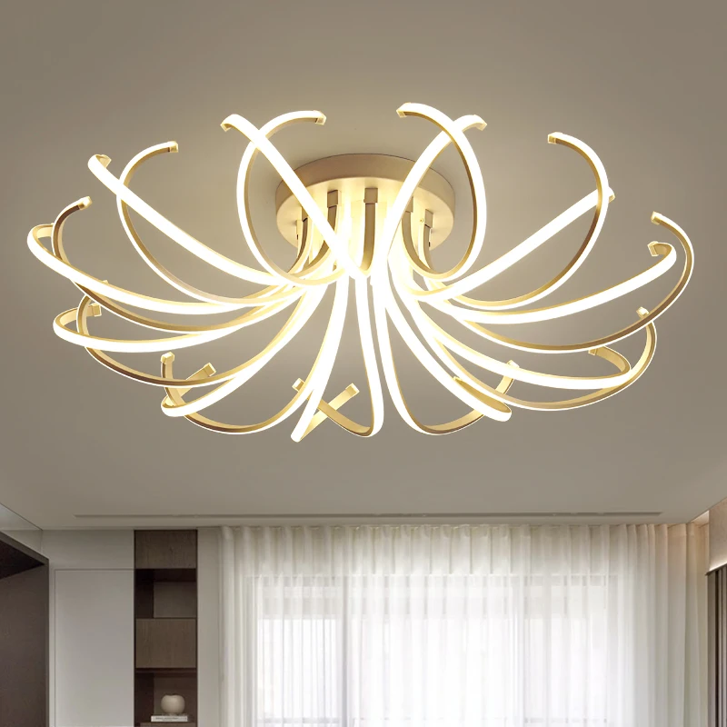 2018 потолочные люстры led современные формы цветка затемнения светильник