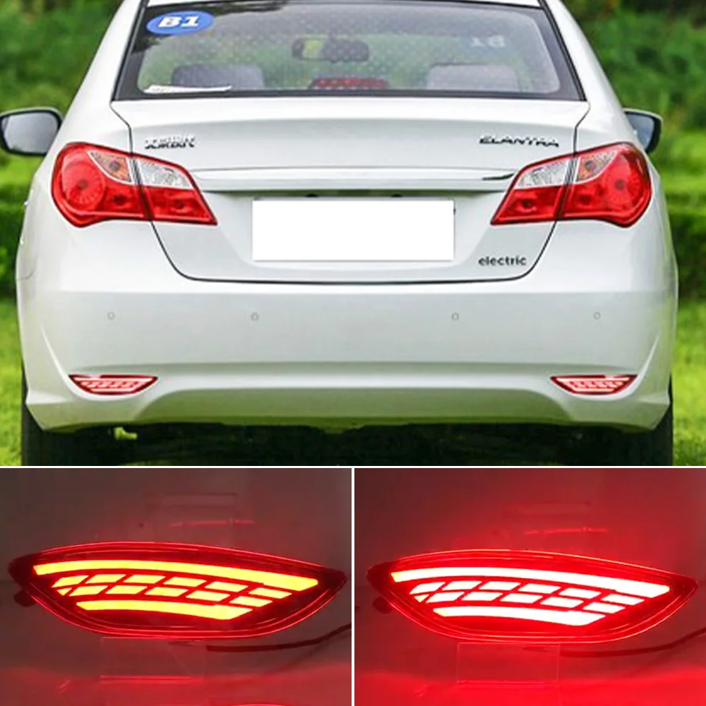 2PCS Rear Bumper Reflector Brake Light For Hyundai Accent Verna Brio Solaris 2008-2015 Red Lens LED Car Warning Fog Lamp - купить по