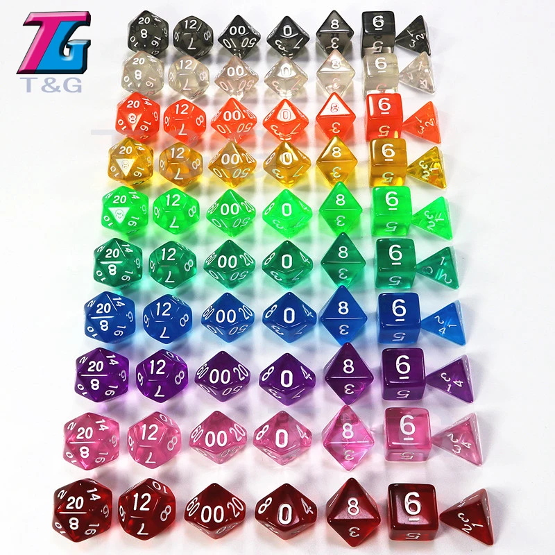7 шт./компл. трпг кости для Dnd D4-D20 многосторонних игр кубики 10 цветов Настольный