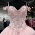 Розовое роскошное бальное платье Бальные платья формального размера плюс сексуальные вечерние платья с бисером Vestidos de Debutante Бальные платья