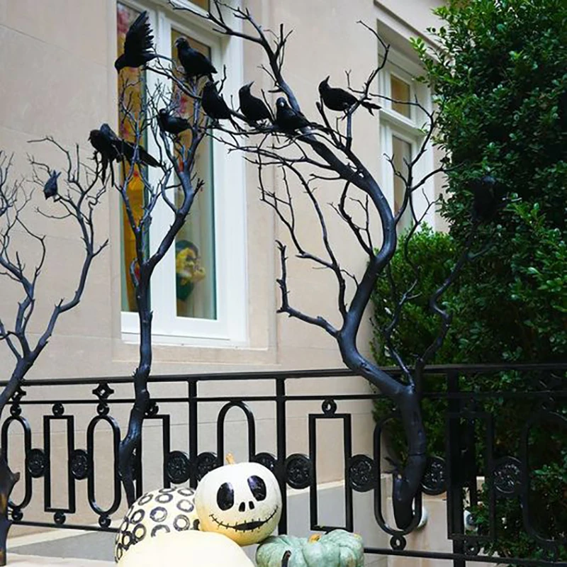 

3/5Pcs Halloween Artificial Crow Animal Model Raven Party Prop Scary Decoration DIY Display Event Dining Table House Decoration