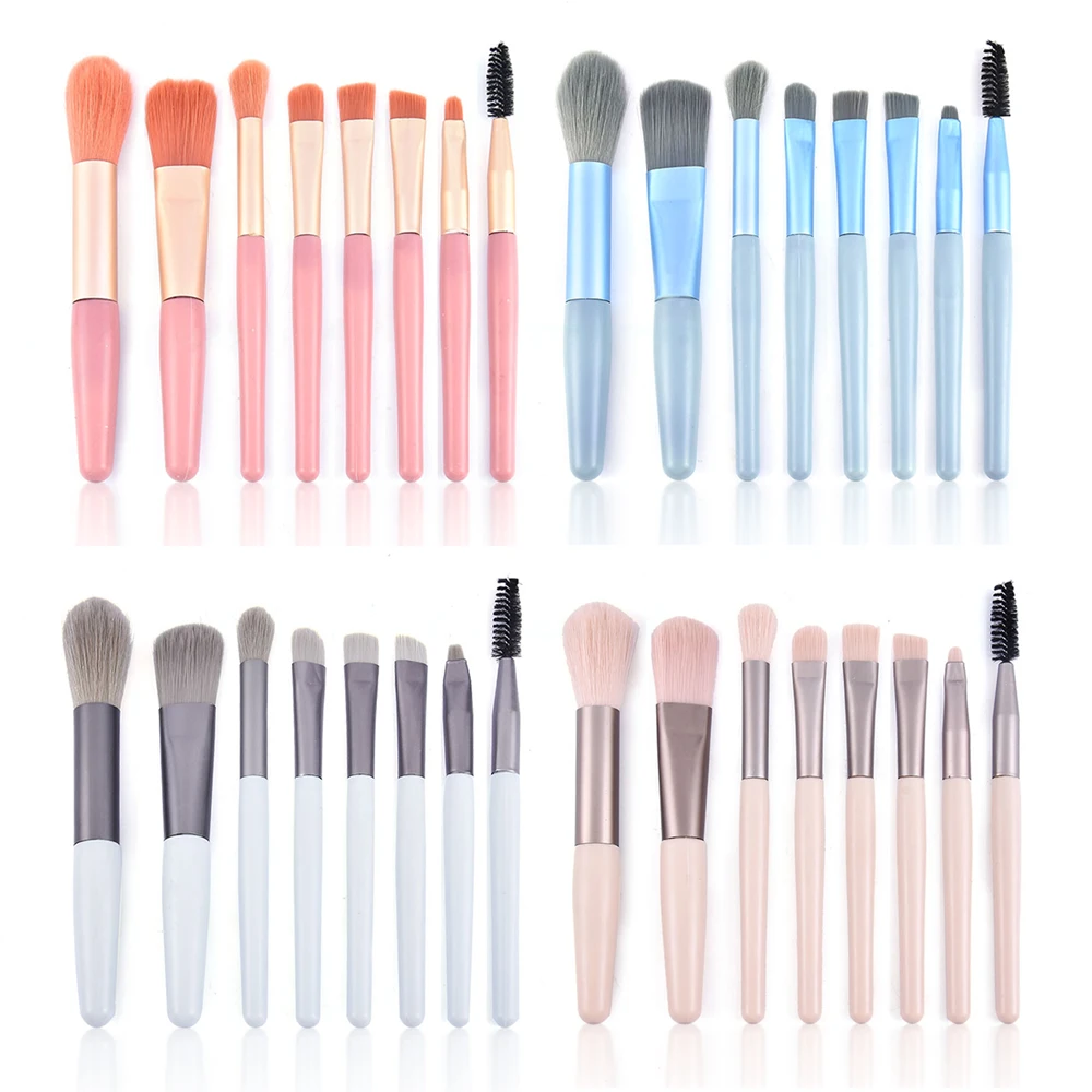 

8 Pcs/pack Blush Eyeshadow Eyebrow Blending Brush Set Tools Professional Pastel Color Foundation Powder Makeup Brushes