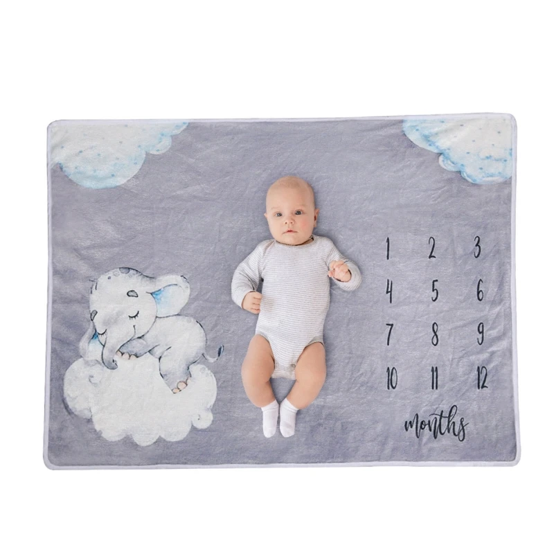 

Baby Monthly Record Growth Milestone Blanket Newborn Soft Flannel Swaddle Wrap Photography Props Creative Background Cloth Infan