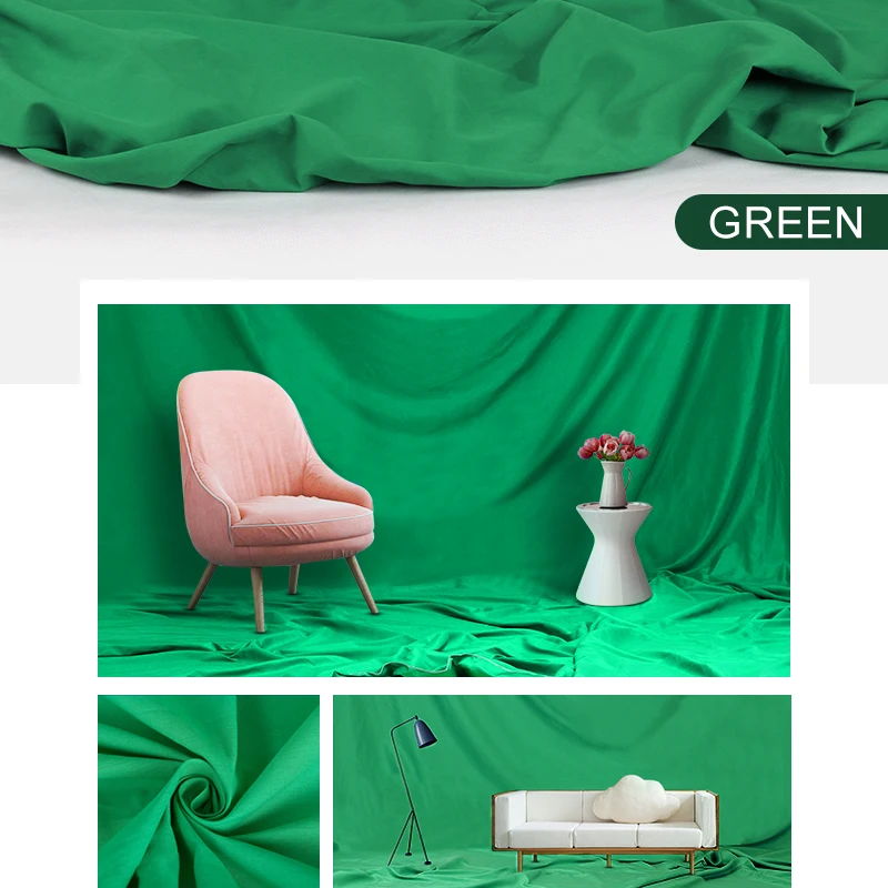 Photo Video Muslin Backdrop Collapsible Solid Color High Density Chroma Key Green Screen Background For Studio Photography Live |