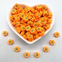 new 30pcs 10mm orange smiley face sunflowe beads polymer clay spacer loose beads for jewelry making diy bracelet accessories