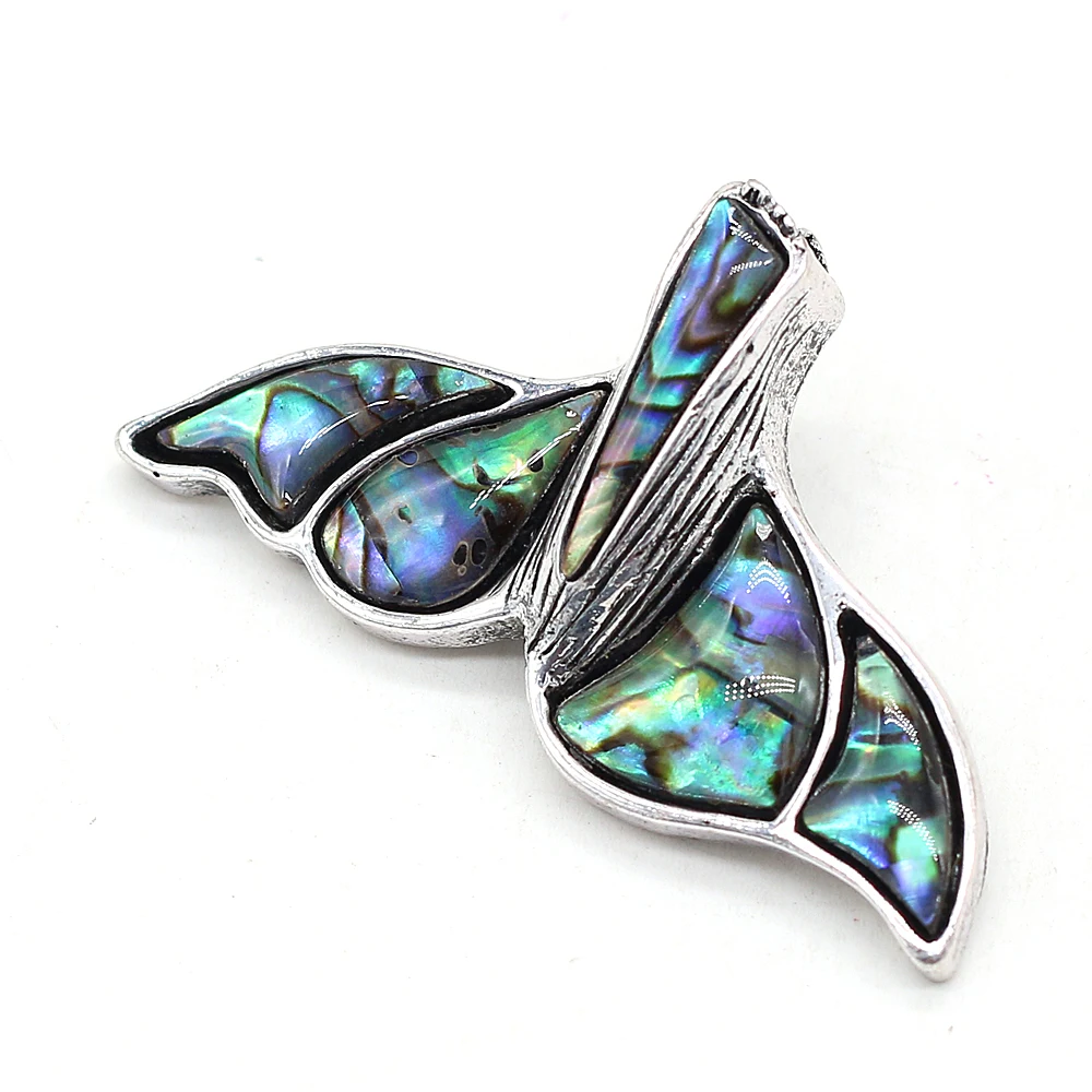 

Natural Shell Brooches Cute Whale Tail Shape Alloy Pins for Women Favorite Party Weddings Costume Accessories Brooch Jewelry