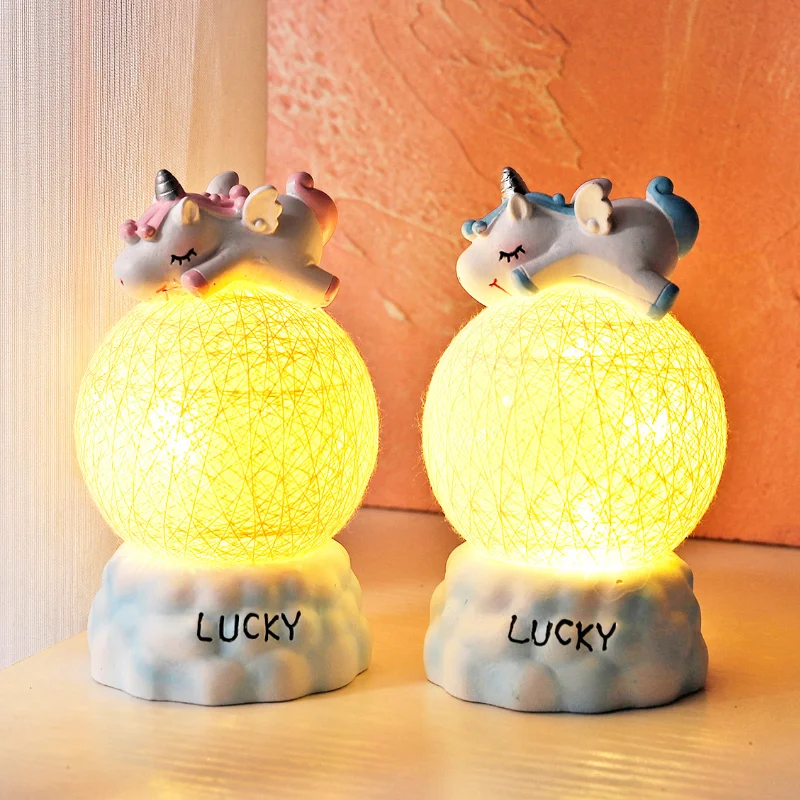 

Unicorn Night Light Baby Beside Lamp Cloud Mood Led Soft Lights Creative Ornaments Room Decorations for Girls Cute Resin Crafts