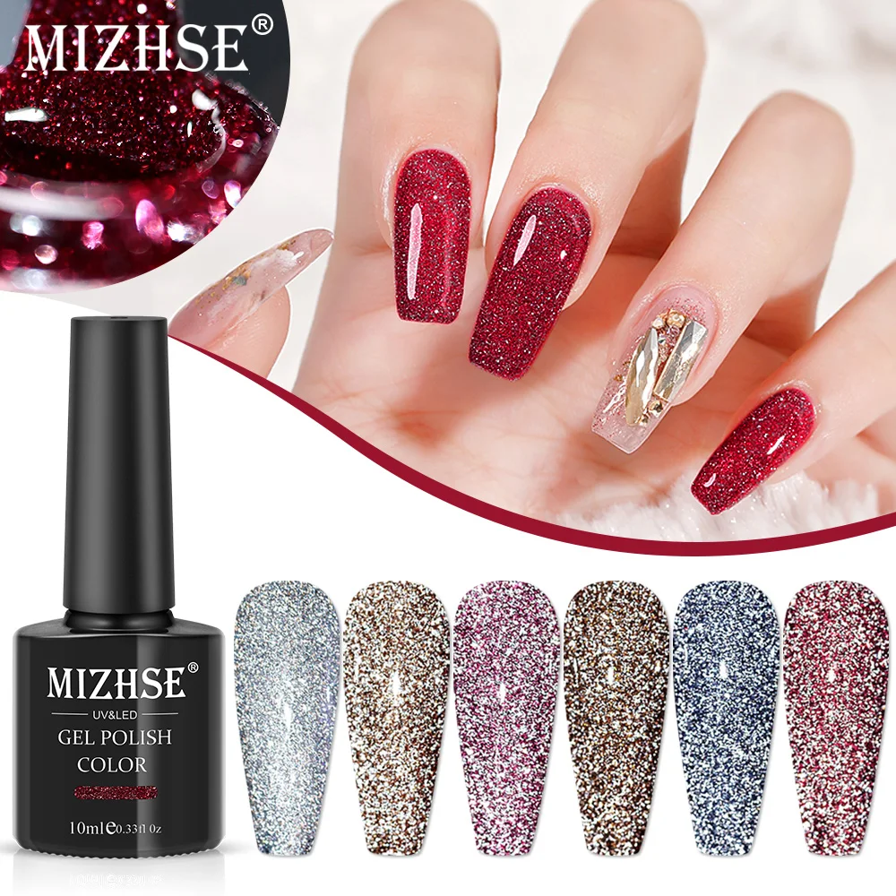 

MIZHSE Reflective Gel Nail Polish 6 Colors Vernis Semi Permanent UV Gel Varnish Hybrid Nail Polish All for Manicure Nails Art