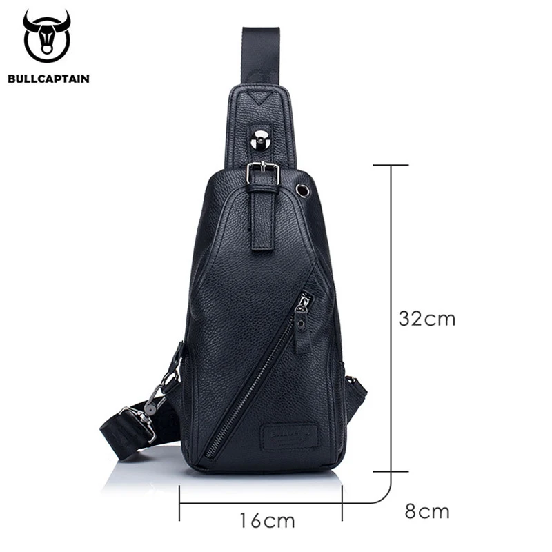 BULLCAPTAIN men's first layer cowhide chest bag leather business casual large-capacity multi-function cross-body chest bag