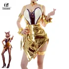 ROLECOS игра LOL Косплей Костюм группа KDA престижное издание костюм Ahri золотистое сексуальное платье для женщин косплей костюм сексуальное платье