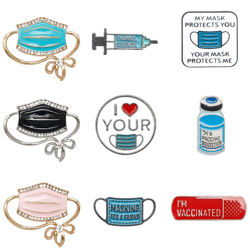 Брошь унисекс на лацкан в виде бутылки с изображением лекарств масок медсестер