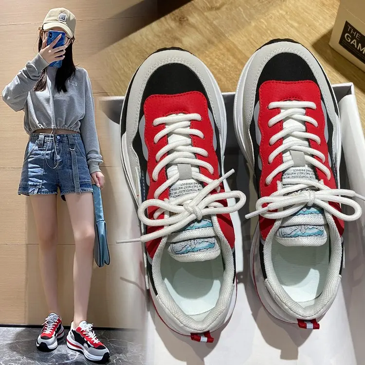 

Модные женские летние туфли, новинка 2021, дышащая сетчатая повседневная спортивная обувь на толстой подошве для увеличения роста