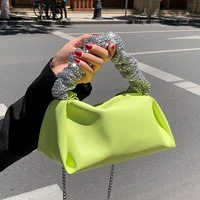 diamond pleated tote bag 2021 winter new high quality soft pu leather womens designer handbag chain shoulder messenger bag