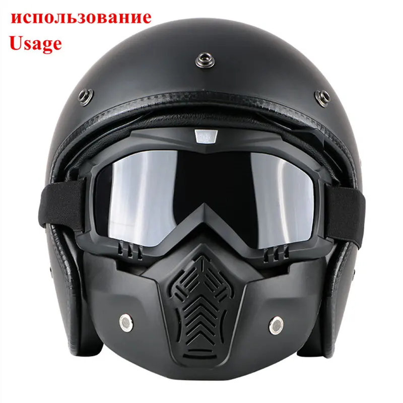 

Motorcycle Helmet Glasses Removable Face Mask Detachable Anti-Fog Warm Motocross Skiing Adjustable Protective Safety Goggles