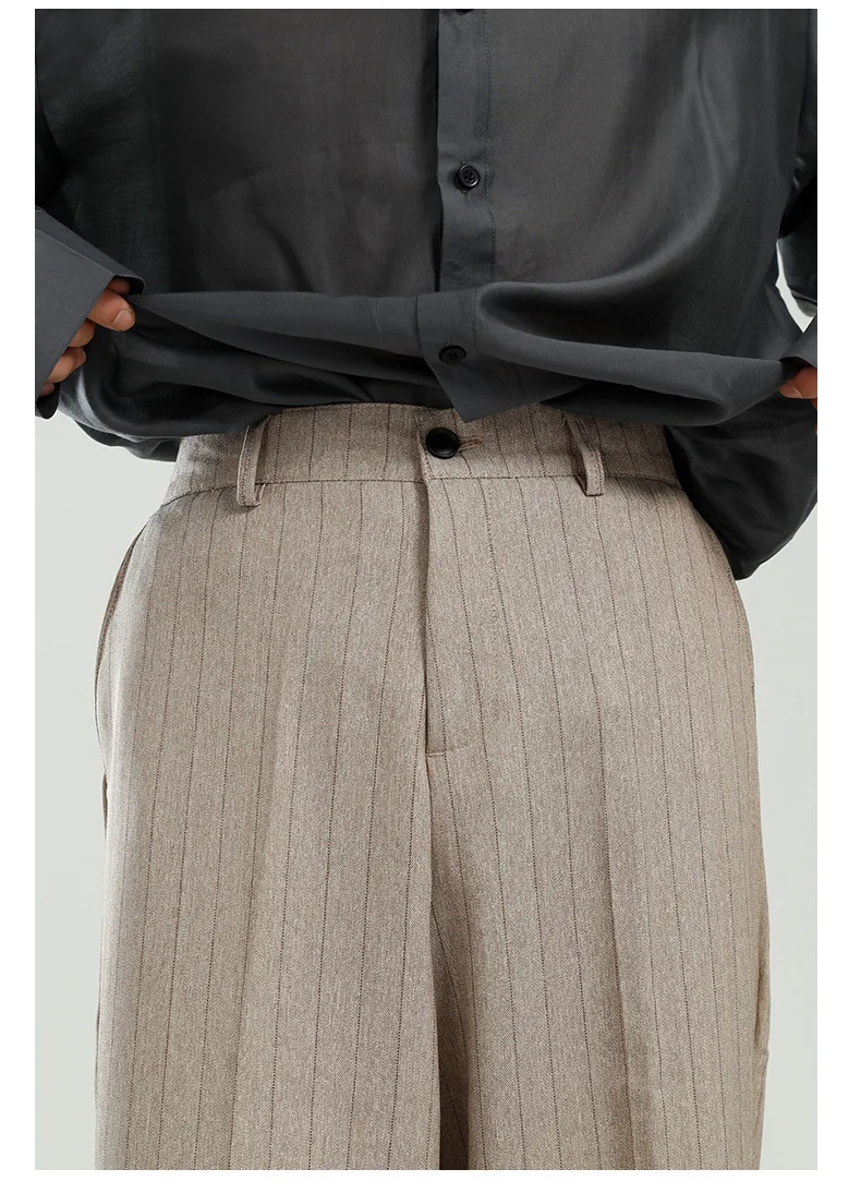 

New Male Streetwear Vintage Fashion Hip Hop Suit Pant Men Straight Loose Casual Stripe Suit Trousers