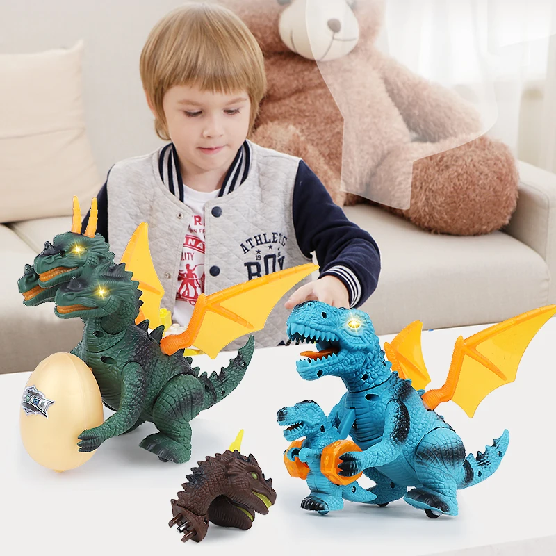 Электрический авто ходьба динозавр игрушки модель T-rex динозавриос светодиодный