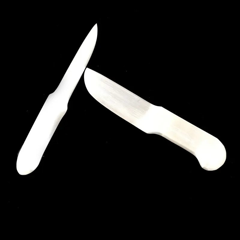 

Hot Sale Natural Gypsum Rough Stone Carved Crystal Knife Clear White Crystals Selenite For Decoration JYX