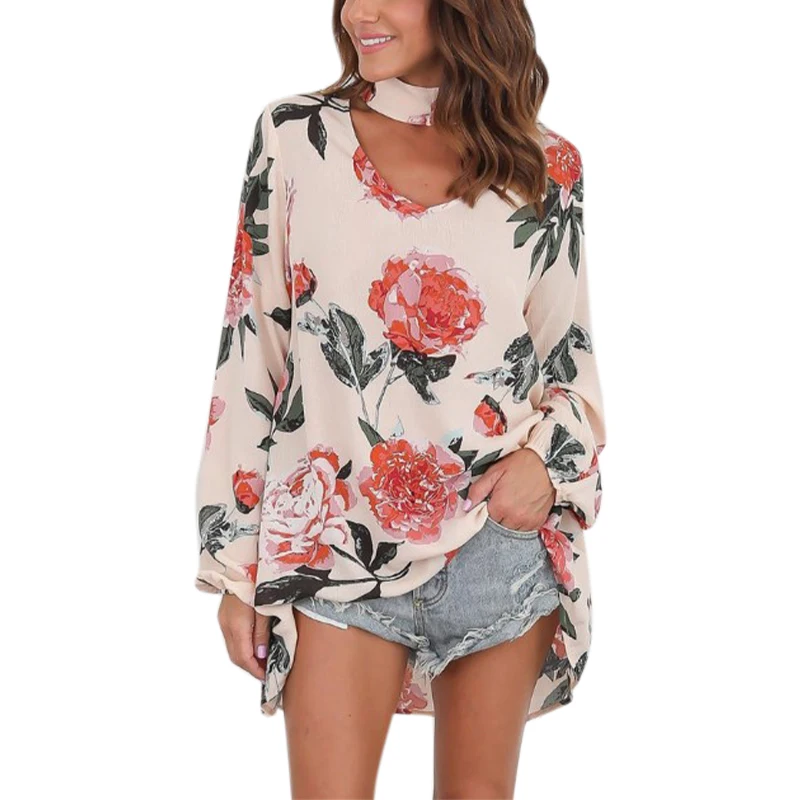 

Women Blouse Shirts Long Sleeve Floral Printed Top Women Clothing Ladies Top Casual Loose Shirts Blousa Women Chiffon Blouse