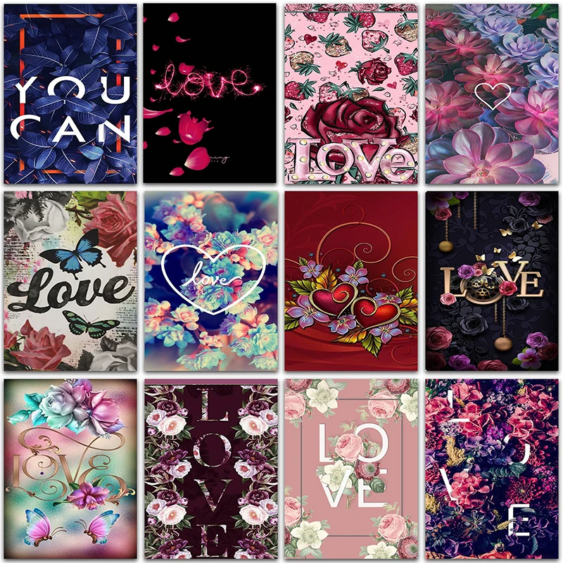 5D DIY Diamond Painting kit landscape Love flower Full Square&ampRound mosaic embroidery Cross stitch home decor Sale Art |