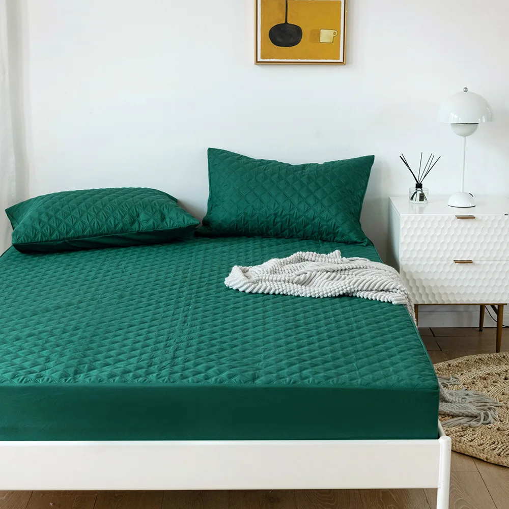 

Quilted Solid Color Waterproof Bed Sheet Dirty Sheets Husband and Wife Changing Pad Double Couple Elastic Fitted Sheet Bed Linen