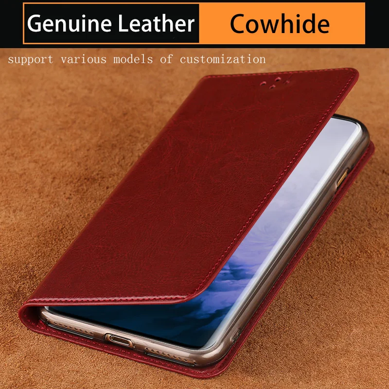 

Genuine leather Phone Case For Oneplus 7 7T 6 6T Pro 5 5T 3 3T Case For oneplus 7TPRO 7PRO Cowhide Oil wax skin Cover