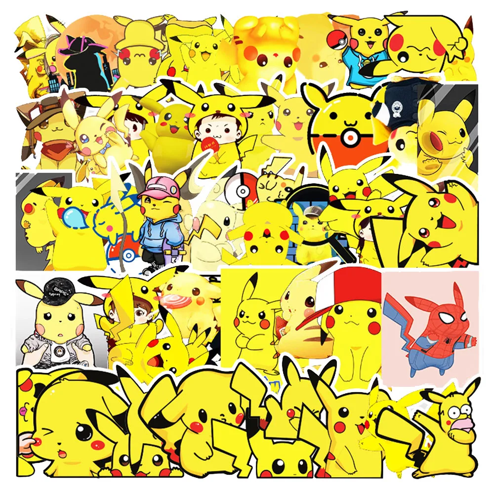 Стикеры водостойкие с героями мультфильмов Покемон Пикачу 10/54 шт. | Игрушки и